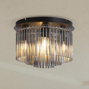 Searchlight Stropna svjetiljka Swizzle, crna/dimno siva, Ø 32 cm, staklo/metal, prigušiva, Sivo, Dnevni boravak/blagovaonica, Staklo