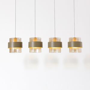 Searchlight Kraljevska viseća lampa, siva/jantar, duljina 80 cm, staklo i metal, s četiri, Metalik, Dnevni boravak/blagovaonica, Metal