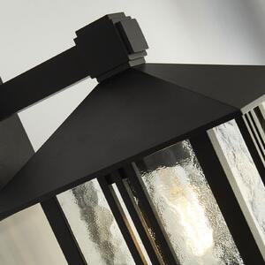 Searchlight Vanjska zidna svjetiljka Venice, crna, visina 36 cm, metal i staklo, prigušiva, Crno, Aluminij, Zidna utičnica ispod