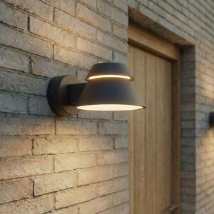 Lucande Moena vanjska zidna LED svjetiljka, crna, metal, IP44, Crno, Aluminij