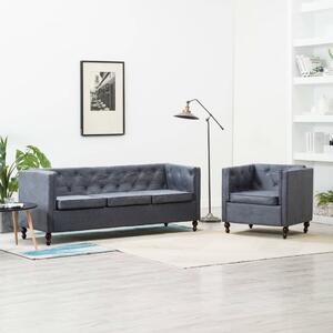 VidaXL 2-dijelni set sofa Chesterfield s presvlakom od tkanine sivi