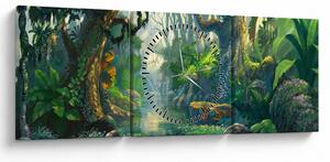 Slika - Ilustracija tropske šume (sa satom) (90x30 cm)