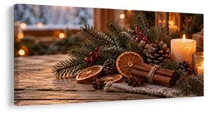 Slika ugodan adventski ukras sa šišarkama