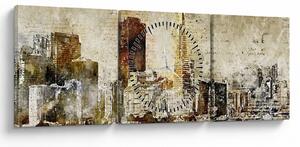 Slika - Umjetnički izveden grad (sa satom) (90x30 cm)