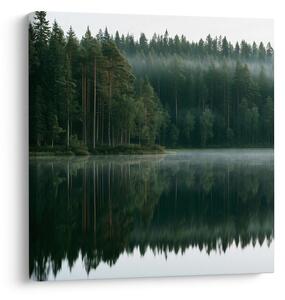 Slika jutarnja izmaglica nad jezerom