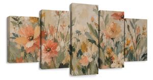5-dijelna slika nježno livadsko cvijeće