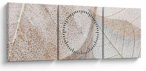 Slika - Bež lišće (sa satom) (90x30 cm)