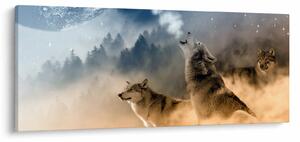Slika - vukovi zavijaju na mjesec (120x50 cm)