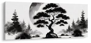 Slika – Crno-bijeli bonsai (120x50 cm)