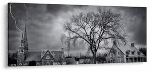 Slika crno-bijelog sela (120x50 cm)