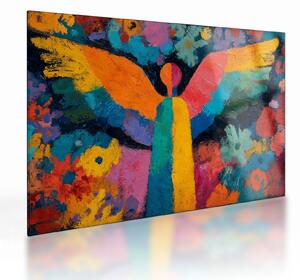 Staklena slika - Apstraktni anđeo s cvijećem (70x50 cm)