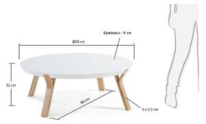 Bijeli stolić Kave Home Solid, Ø 90 cm