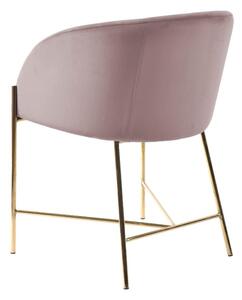 Pastelno ružičasta stolica s nogama u zlatnoj boji Interstil Nelson