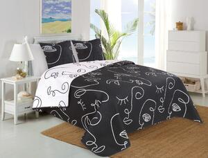 Bijelo-crni prekrivač za bračni krevet 140x220 cm Face - My House