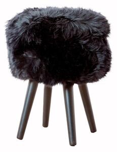 Stolica sa crnim sjedalom od ovčjeg krzna Native Natural Black, ⌀ 30 cm