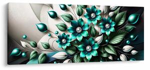 Slika - 3D tirkizni cvjetovi (120x50 cm)