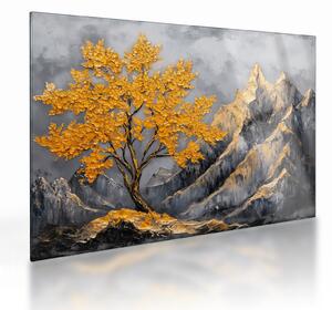 Staklena slika – Zlatno drvo u planinama (70x50 cm)