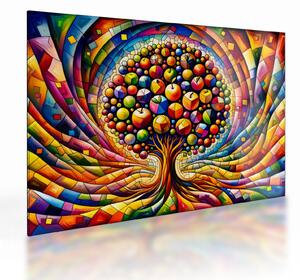 Staklena slika – Šareno drvo s jabukama (70x50 cm)