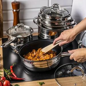 Klausberg KB-7698 Set Posuđa 12 Dijelova – Nehrđajući Čelik, Indukcija, Troslojno Termičko Dno