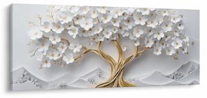 Slika – 3D elegantno drvo života puno cvijeća (120x50 cm)