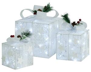 VidaXL Ukrasne božićne kutije za poklone 3 kom bijele