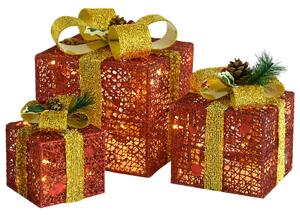 VidaXL Ukrasne božićne kutije za poklone 3 kom crvene