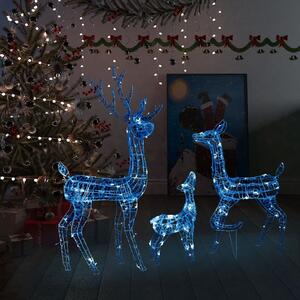 VidaXL Akrilna ukrasna božićna obitelj sobova 300 LED plava