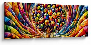 Slika – Šareno drvo s jabukama (sa satom) (90x30 cm)