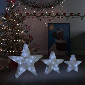 VidaXL Ukrasne božićne zvijezde 3 kom bijele mrežaste LED