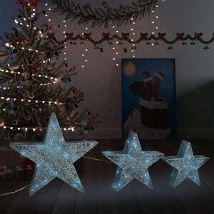 VidaXL Ukrasne božićne zvijezde 3 kom srebrne mrežaste LED