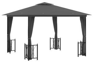 VidaXL Sjenica s bočnim zidovima i dvostrukim krovom 3 x 3 m antracit
