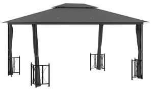 VidaXL Sjenica s bočnim zidovima i dvostrukim krovom 3 x 4 m antracit