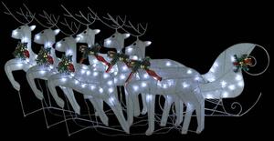 VidaXL Ukrasni božićni sobovi i sanjke 140 LED žarulja vanjski bijeli
