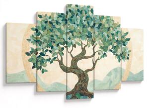 Slika – Elegantna mozaika s drvetom (150x105 cm)