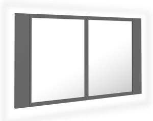 VidaXL LED kupaonski ormarić s ogledalom sivi 80x12x45 cm akrilni