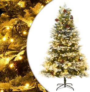 VidaXL Osvijetljeno božićno drvce sa šiškama zeleno 195 cm PVC i PE