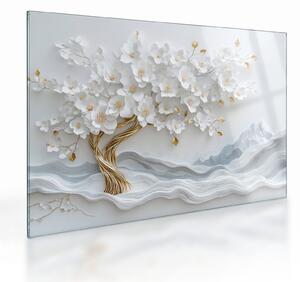 Staklena slika – 3D elegantno drvo života (70x50 cm)