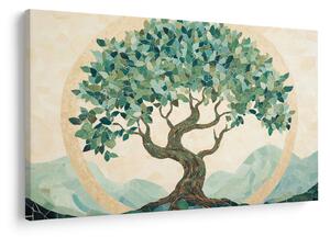 Slika – Elegantna mozaika s drvetom (90x60 cm)