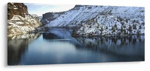 Slika - zimski krajolik s jezerom (120x50 cm)