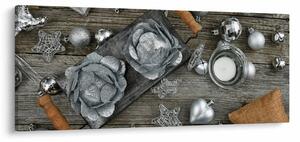 Slika - srebrni božićni ukrasi (120x50 cm)