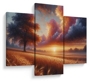 Slika – Zalazak sunca na polju (90x60 cm)