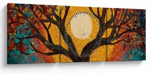 Slika - Sunce u krošnji stabla života (sa satom) (90x30 cm)