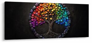 Slika – Drvo puno šarenih srca (120x50 cm)