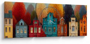 Slika - Oslikani jesenski grad (sa satom) (90x30 cm)