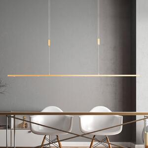 Quitani LED viseća svjetiljka Tolu, duljina 139 cm, mesing, prigušiva, Zlato / mjed, Dnevni boravak/blagovaonica, Metal