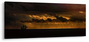 Slika jedrilice pri zalasku sunca (120x50 cm)