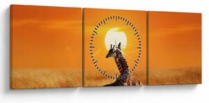 Slika - Žirafe u nacionalnom parku Serengeti (sa satom) (90x30 cm)