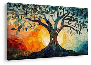 Slika – Mozaik – sunce i drvo I. (90x60 cm)