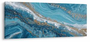 Slika - Svijetloplavi mramor sa zlatom I. (120x50 cm)