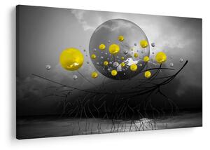 Slika - žute apstraktne kugle (90x60 cm)